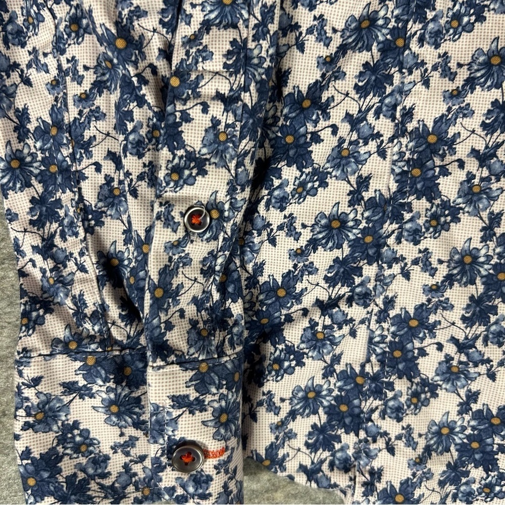 Jermyn & Bond Modern Fit Men's Button Down Long Sleeve Dress Shirt Floral Medium - Picture 5 of 5